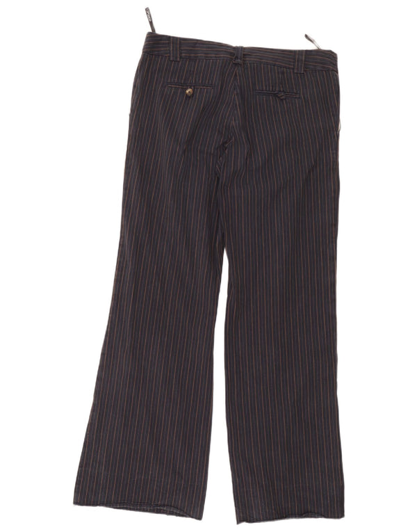 Topshop γυναικείο φαρδύ παντελόνι UK 14 μεγάλο W34 L30 Navy μπλε ριγέ