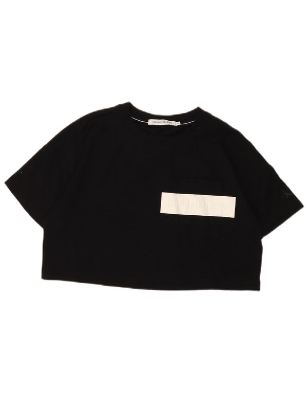 Γυναικείο υπερμεγέθη γραφικό μπλουζάκι CALVIN KLEIN JEANS Top UK 6 XS Μαύρο