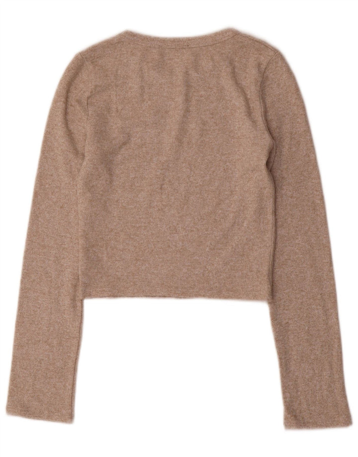 Zara Γυναικείο Crop Top Μακρυμάνικο UK 8 Small Beige