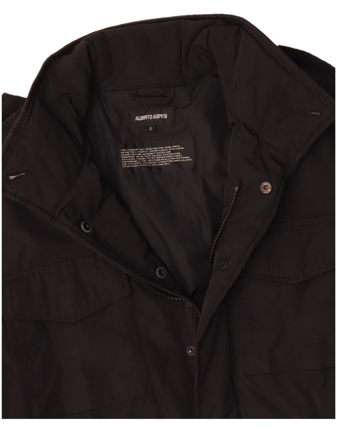 Ανδρικό στρατιωτικό μπουφάν με κουκούλα Alberto Aspesi UK 36 Small Black Polyester