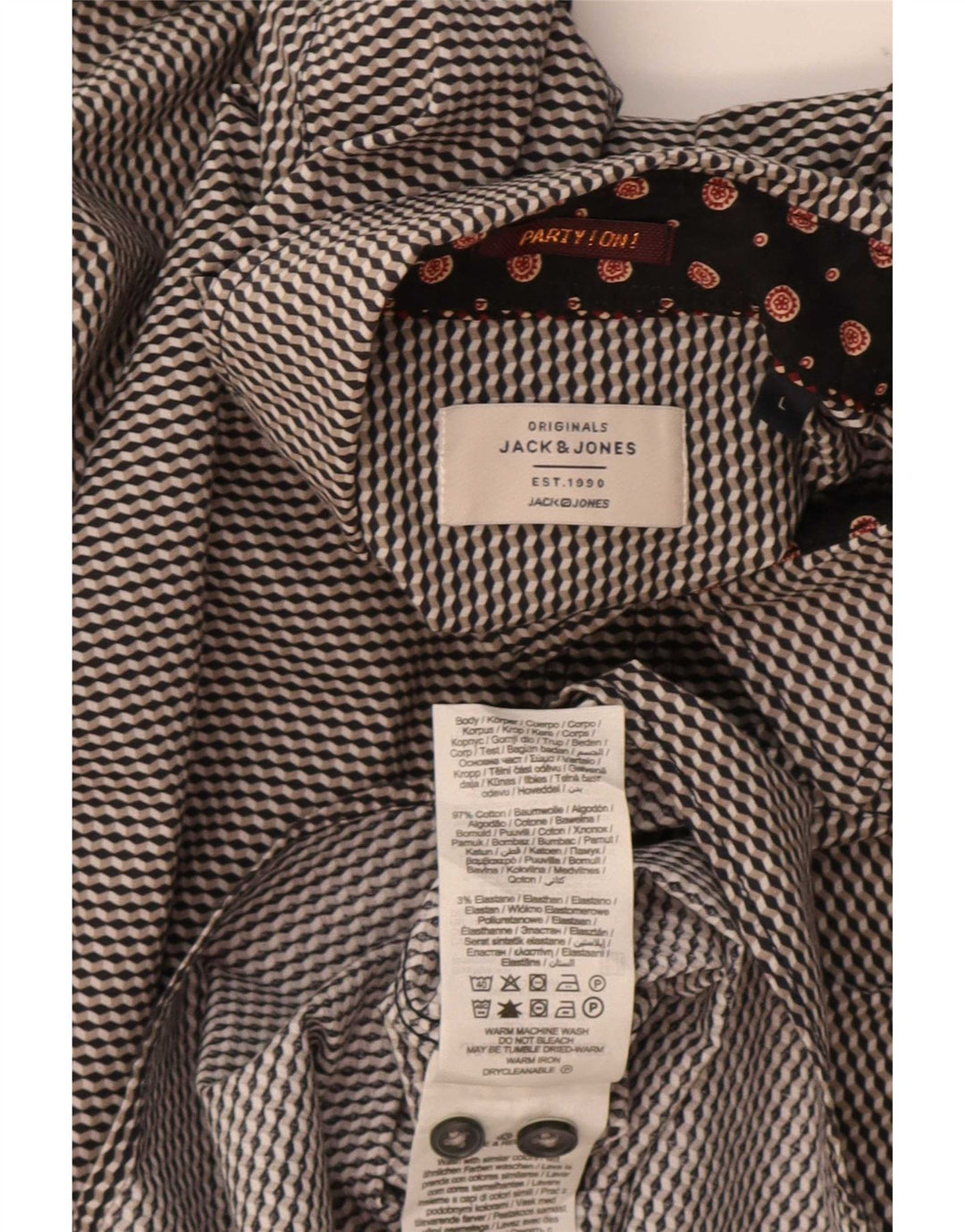 Jack & Jones Ανδρικό πουκάμισο μεγάλο γκρι γεωμετρικό βαμβάκι
