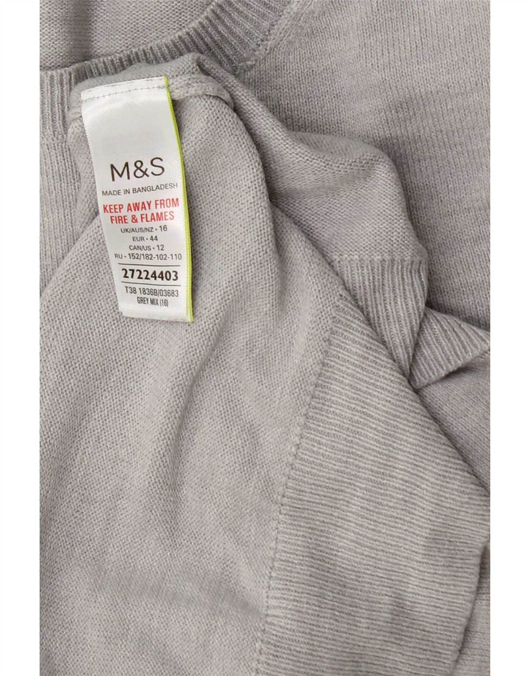 Marks & Spencer Γυναικείο πουλόβερ με λαιμόκοψη UK 16 Large Grey