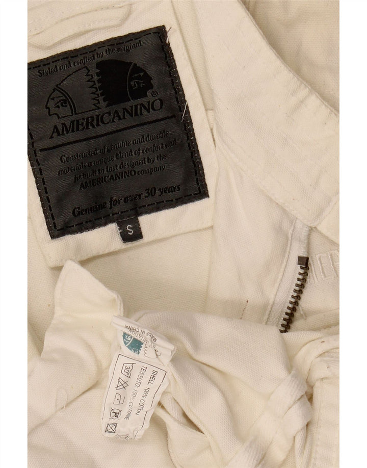 AMERICANINO Mens Bomber Jacket UK 36 Small White Cotton