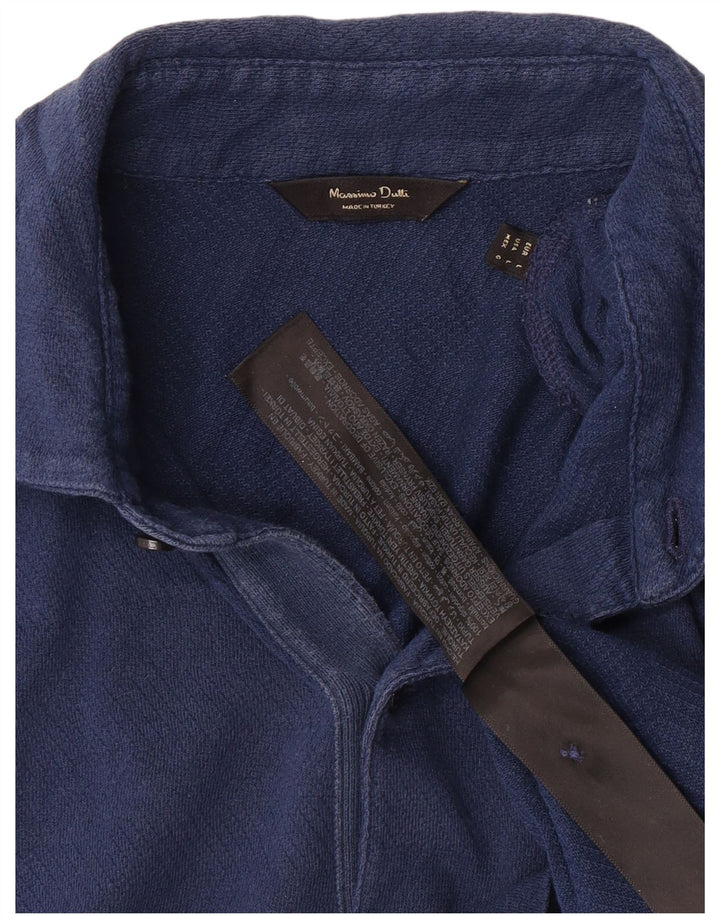 Ανδρικό πουκάμισο πόλο Massimo Dutti, μεγάλο μπλε βαμβακερό