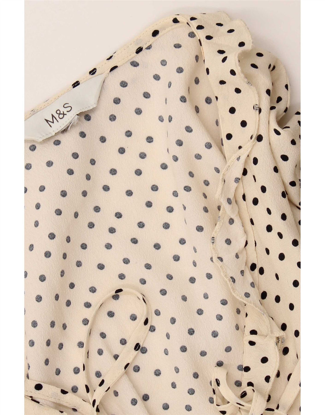 Marks & Spencer Γυναικεία μπλούζα με βολάν μπροστά τοπ UK 18 XL Off White πουά