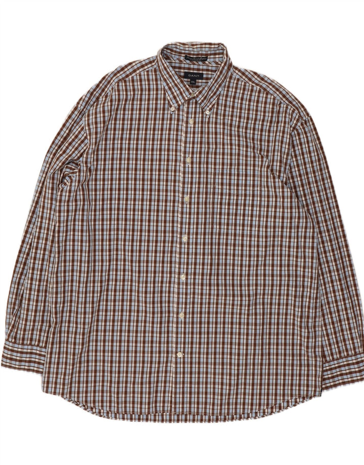 Ανδρικό πουκάμισο Gant Regular Fit 3XL Καφέ βαμβακερό καρό