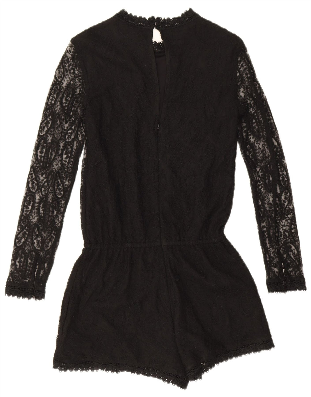 Zara Γυναικείο μακρυμάνικο Playsuit UK 10 Small Black Paisley Polyester