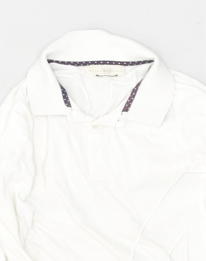 VINTAGE Boys Long Sleeve Polo Shirt 15-16 Years White Cotton | Vintage Vintage | Thrift | Second-Hand Vintage | Used Clothing | Messina Hembry 