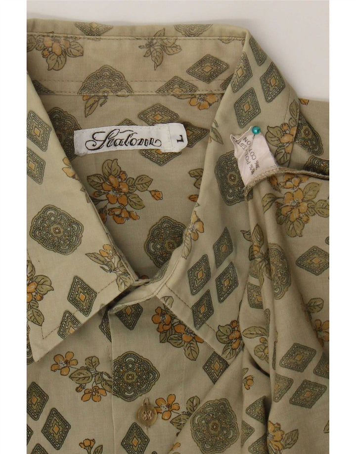 Vintage Ανδρικό Πουκάμισο Μεγάλο Χακί Floral Πολυεστέρας