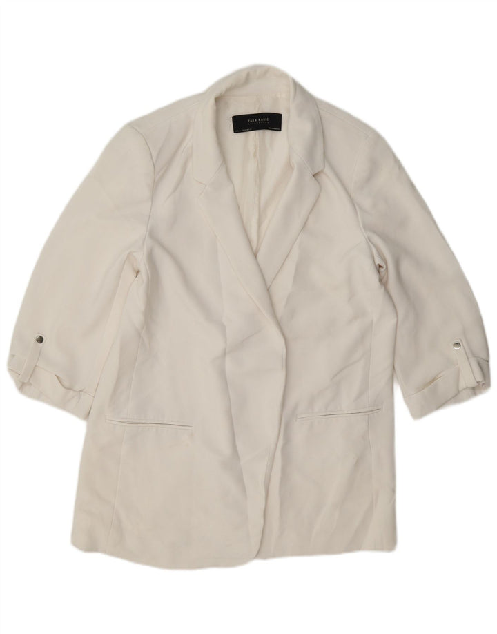 Zara Γυναικείο μπουφάν 3/4 με ανοιχτό μανίκι UK 18 XL White Acetate