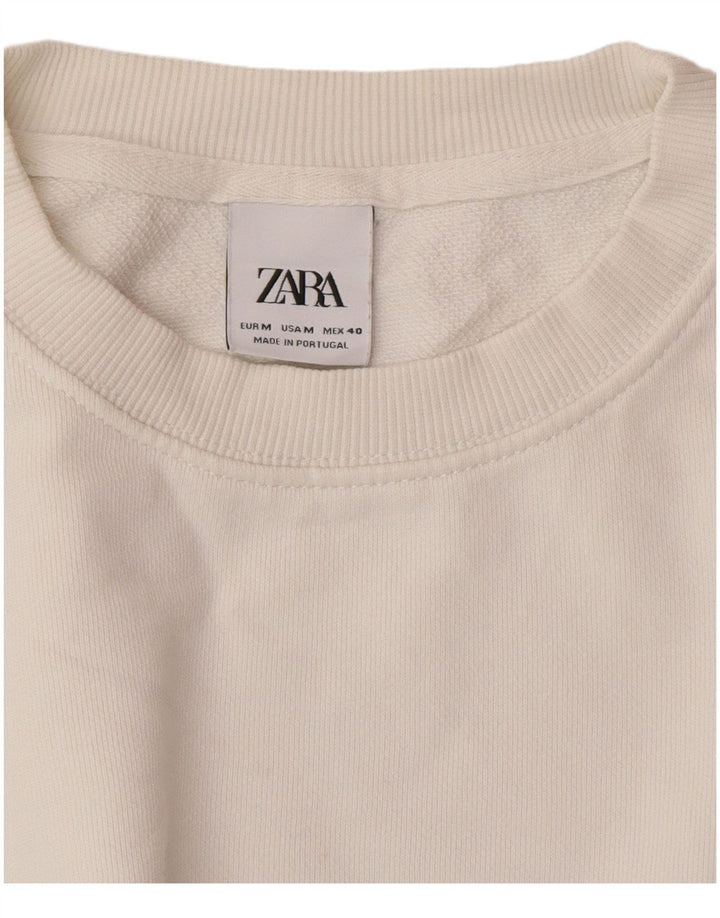 Zara Γυναικείο Φούτερ με γραφικό μεγάλο μέγεθος Jumper UK 14 Medium White Floral