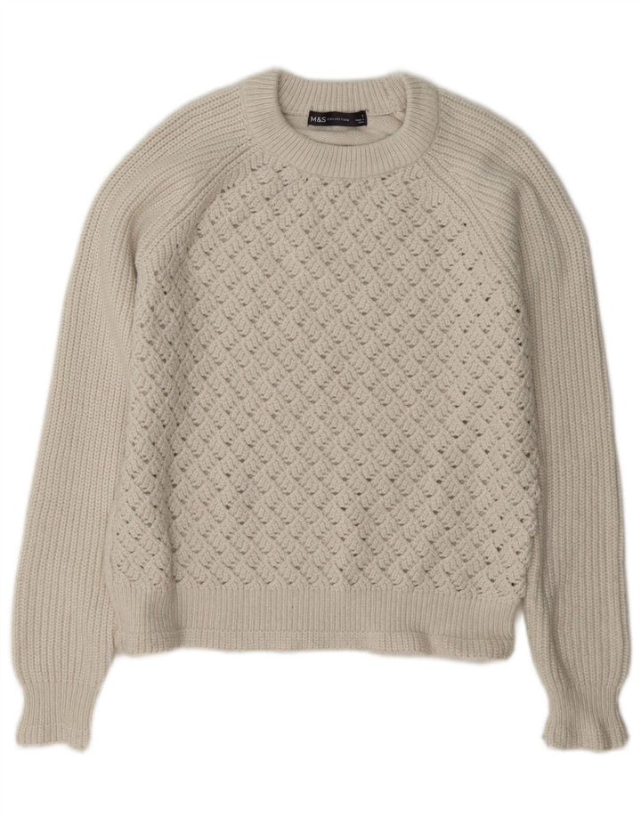 Marks & Spencer Γυναικείο πουλόβερ υπερμεγέθη Crew Neck Jumper UK 10 Small White