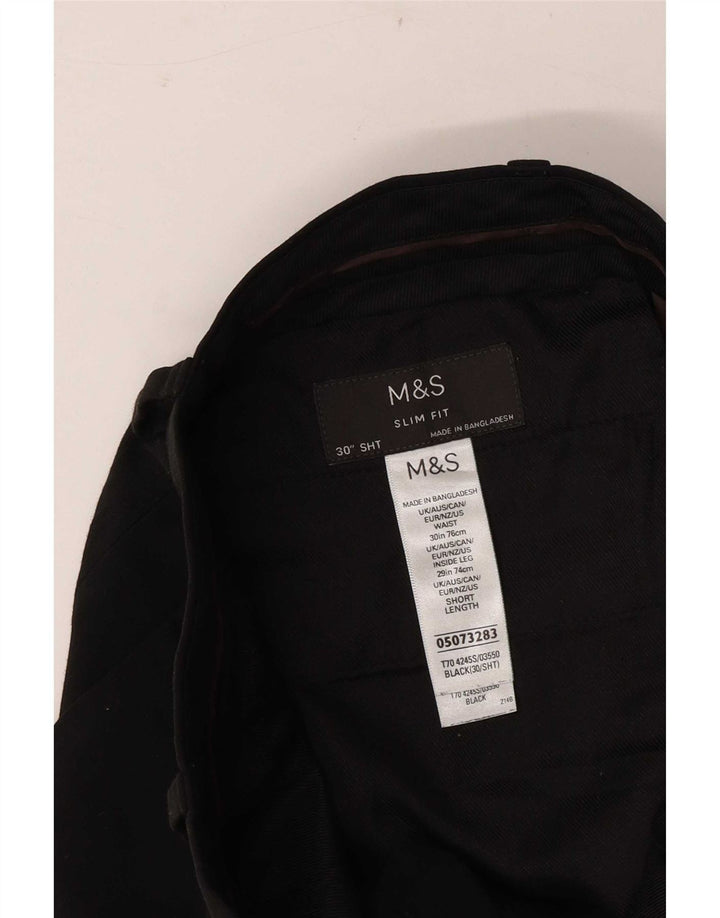 Marks & Spencer Ανδρικό παντελόνι Chino Slim Fit W30 L29 Μαύρο πολυεστέρα