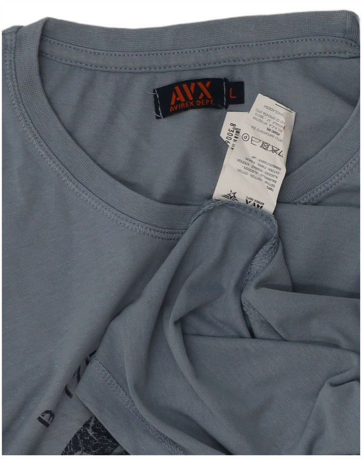 Ανδρικό γραφικό T-Shirt Avirex Top μεγάλο μπλε βαμβακερό