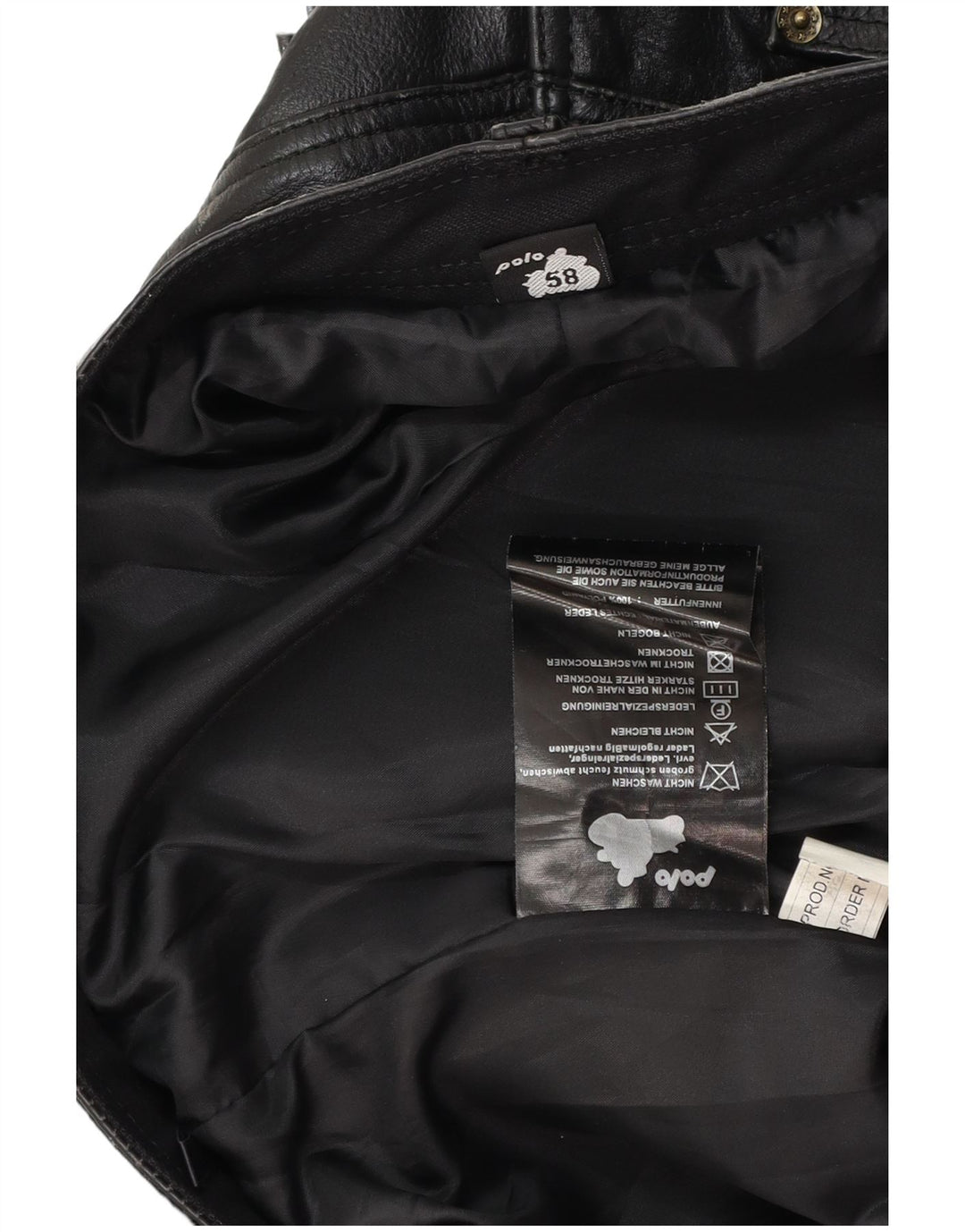 Ανδρικό ίσιο δερμάτινο παντελόνι POLO W38 L31 Μαύρο Δερμάτινο