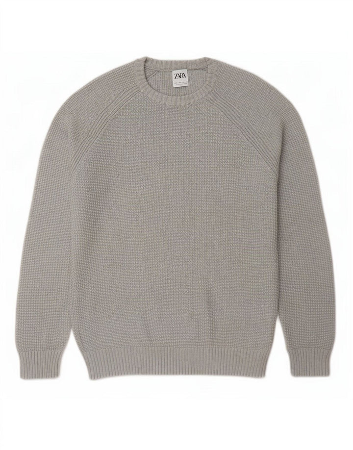 Ανδρικό πουλόβερ Zara Crew Neck Jumper Large Grey