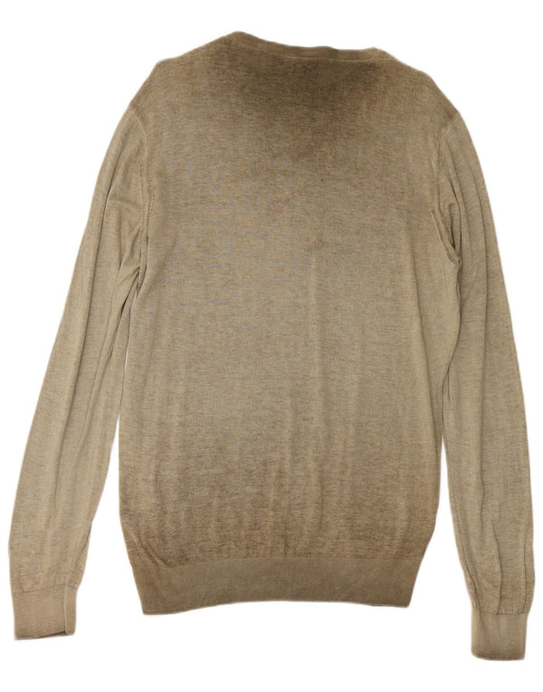 ARMANI JEANS Ανδρικό πουλόβερ με λαιμόκαυστο 2XL Χακί βαμβακερό