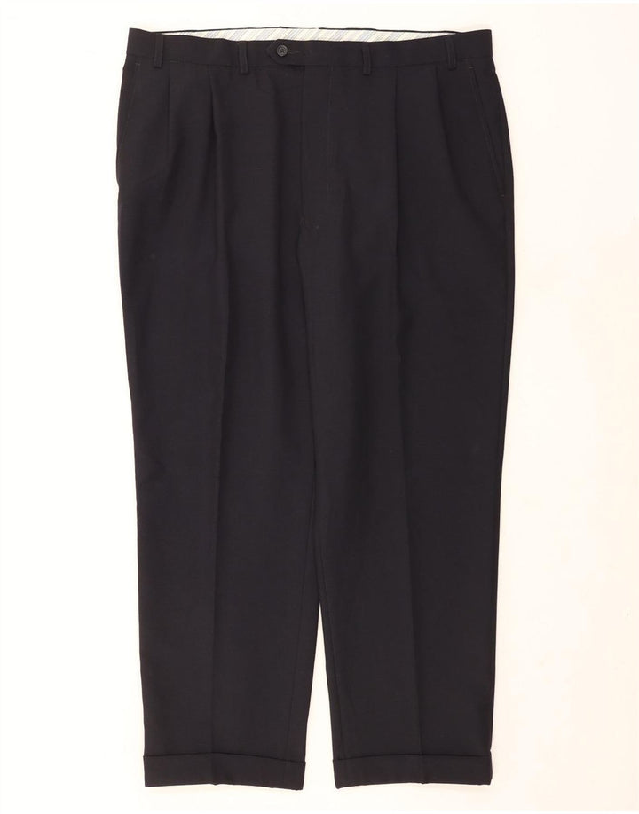 Marks & Spencer Ανδρικό παντελόνι με καρφίτσα W40 L29 Navy Blue Polyester