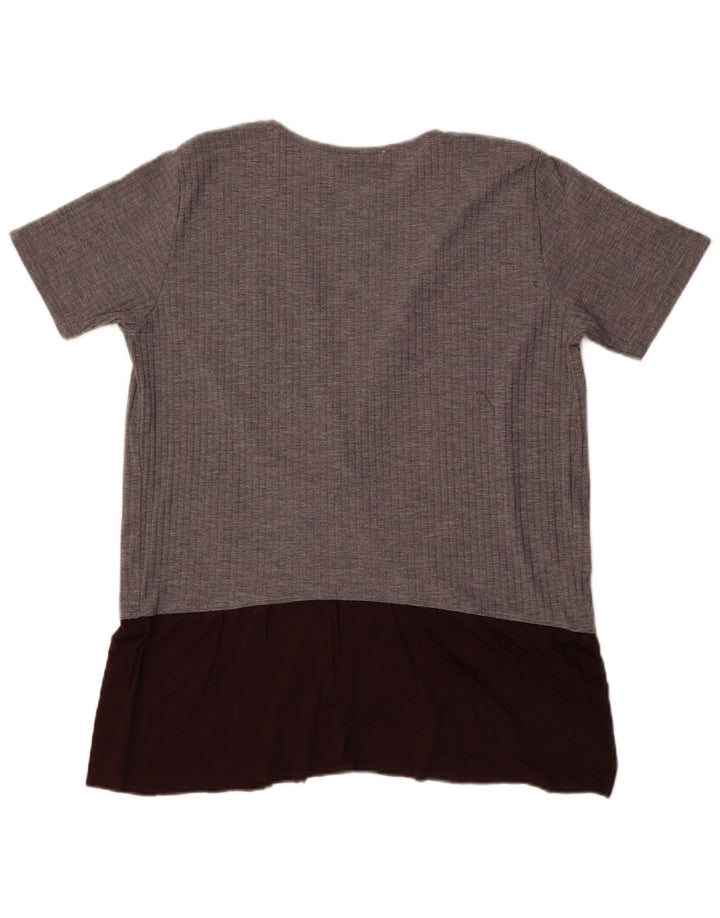 Zara Γυναικεία Μπλούζα Τοπ UK 16 Large Grey Colourblock