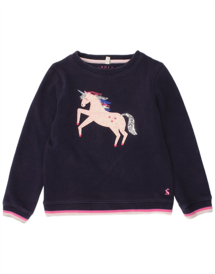 Joules Girls Unicorn Φούτερ Jumper 7-8 Years Navy Blue Polyester