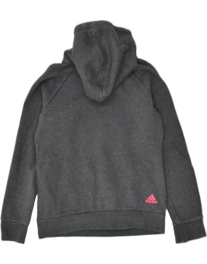 ADIDAS Womens Graphic Hoodie Jumper UK 8/10 Small  Grey Cotton | Vintage Adidas | Thrift | Second-Hand Adidas | Used Clothing | Messina Hembry 