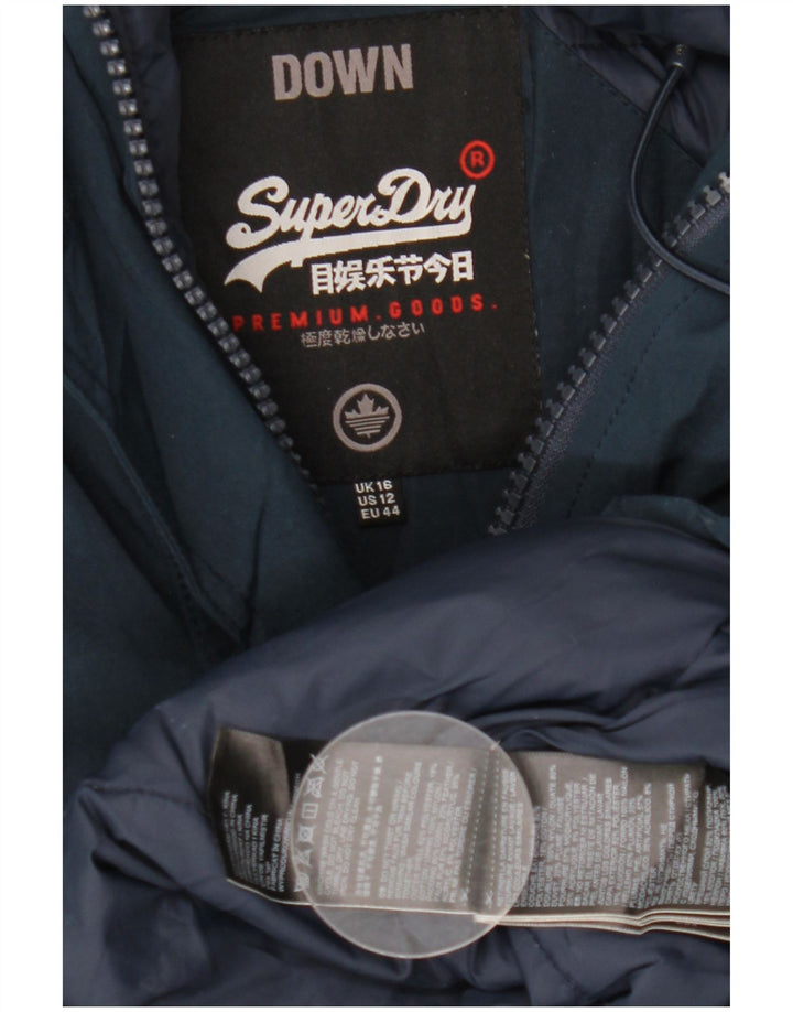 Superdry γυναικείο παλτό με κουκούλα UK 16 Large Navy Blue Polyester