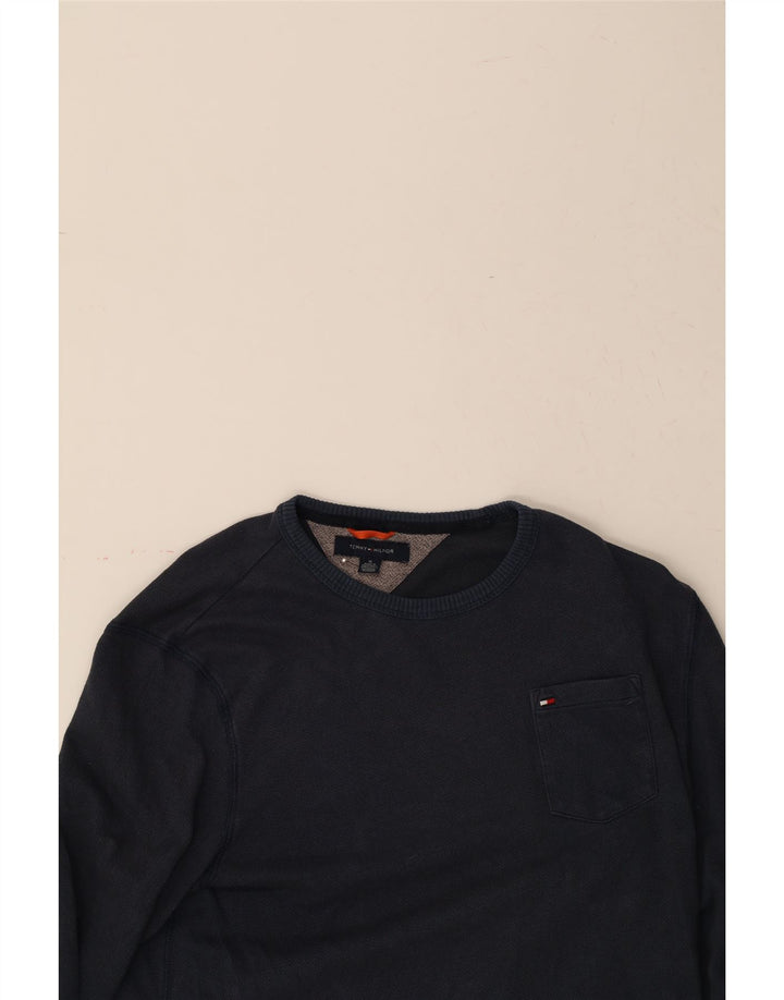 TOMMY HILFIGER Mens Top Long Sleeve Medium Navy Blue Polyester Vintage Tommy Hilfiger and Second-Hand Tommy Hilfiger from Messina Hembry 