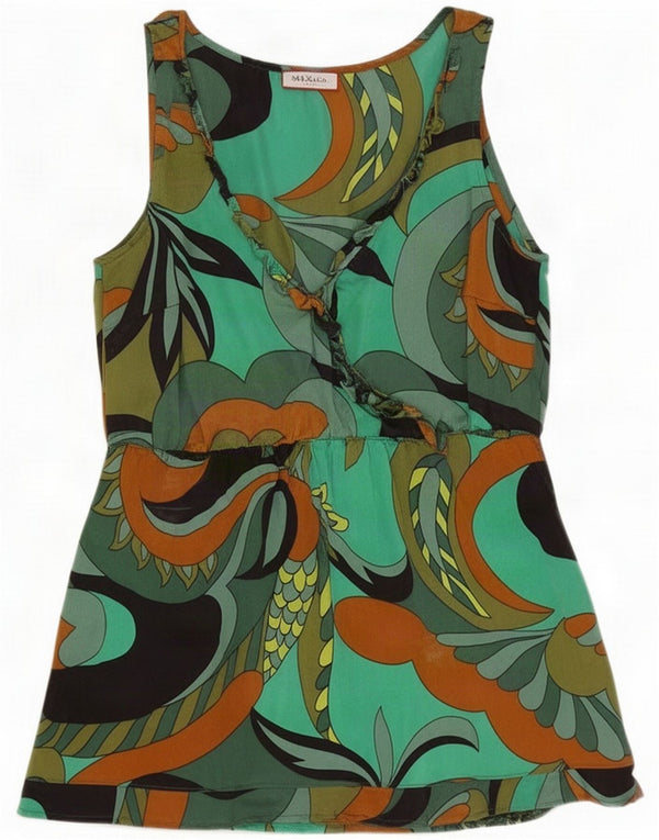 Max & Co. Γυναικεία Αμάνικη Μπλούζα Τοπ UK 10 Small Green Paisley Silk