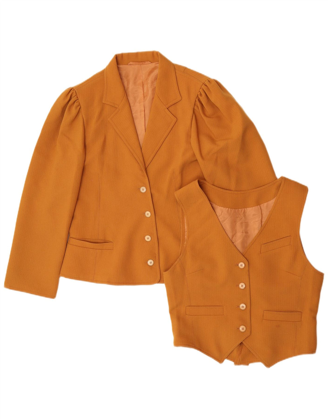 Vintage γυναικείο σετ 4 κουμπιών 2 τεμαχίων UK 10 Small Orange