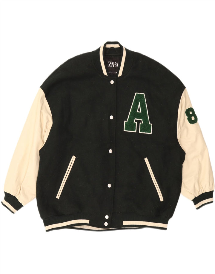 Ανδρικό γραφικό μπουφάν ZARA UK 38 μεσαίου πράσινου χρώματος πολυεστέρας