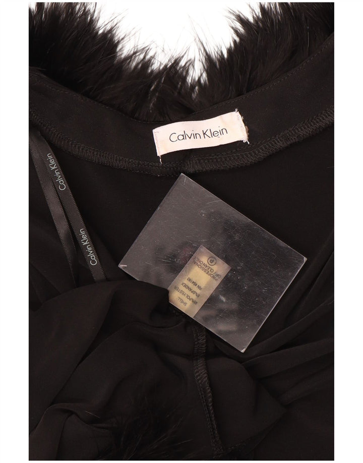 CALVIN KLEIN Γυναικείο 3/4 μανίκι μπολερό τοπ UK 14 μεγάλο μαύρο πολυεστέρα