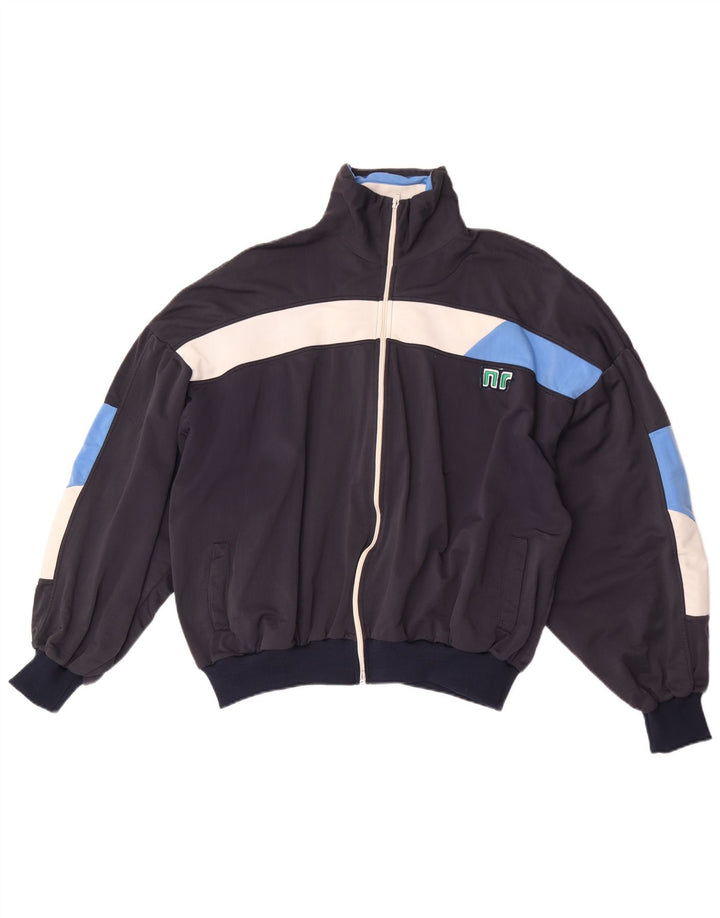 Vintage ανδρική ρετρό αθλητική φόρμα Top Jacket EU 52 Large Navy Blue Colourblock