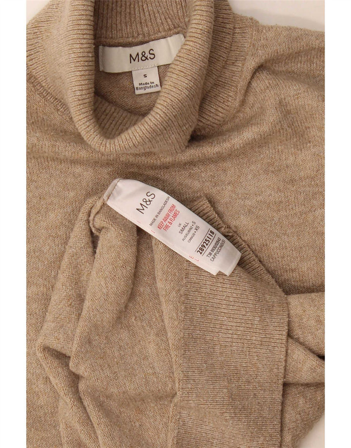 Marks & Spencer Γυναικείο πουλόβερ με ρολό λαιμόκοψη UK 10 Small Beige Polyester