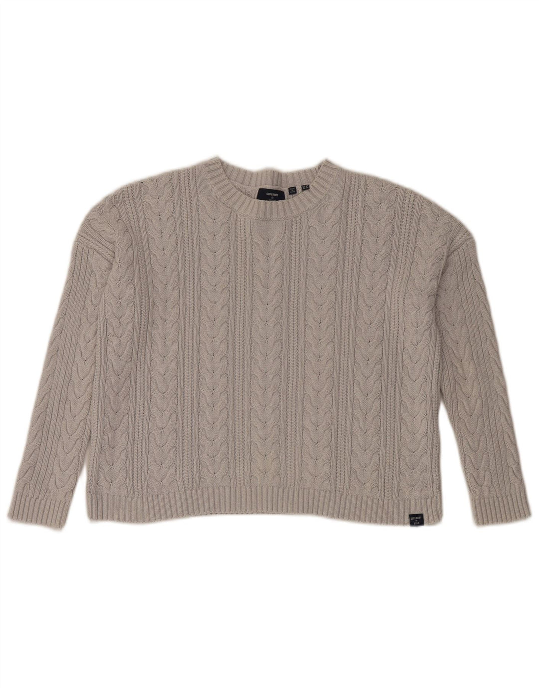 Γυναικείο Superdry Crop Oversized πουλόβερ με λαιμόκοψη UK 10 Small Grey