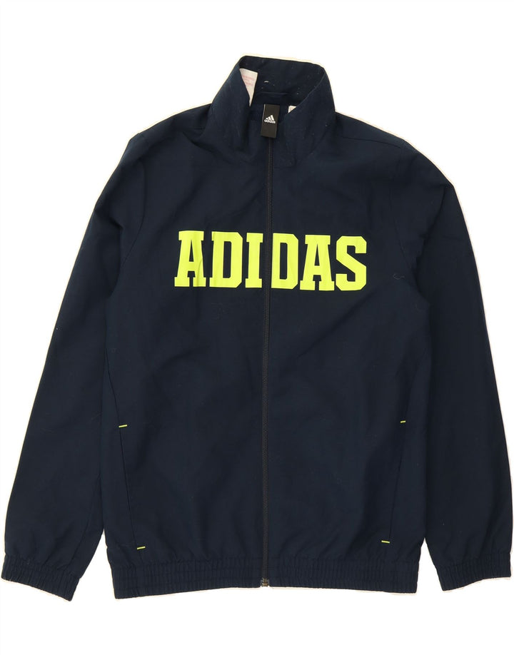 ADIDAS Boys Graphic Tracksuit Top Jacket 11-12 Years Navy Blue Vintage Adidas and Second-Hand Adidas from Messina Hembry 