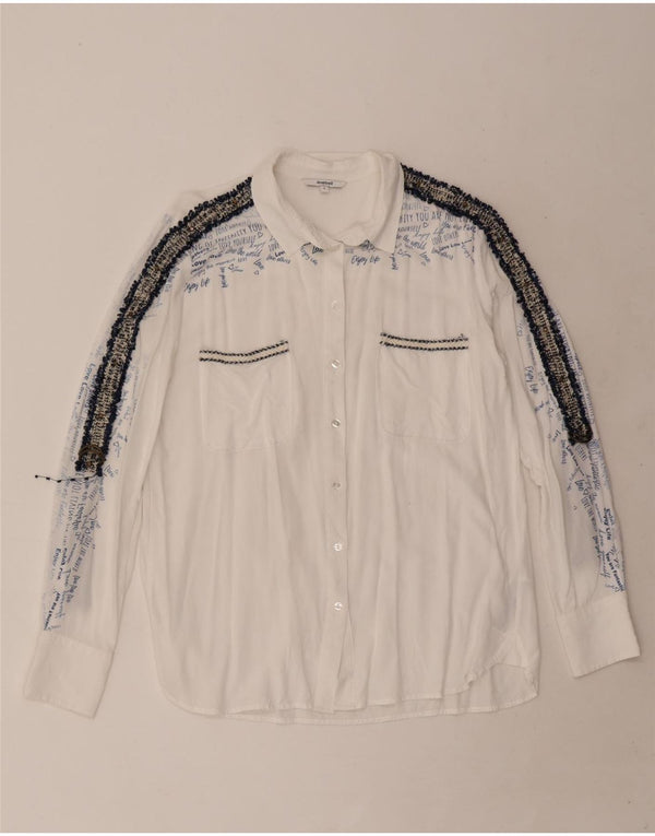 Desigual Γυναικείο γραφικό πουκάμισο UK 10 Small White Colorblock Viscose