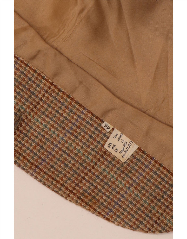 Vintage γυναικείο τζάκετ με 2 κουμπιά σακάκι IT 46 Μεγάλο καφέ μαλλί