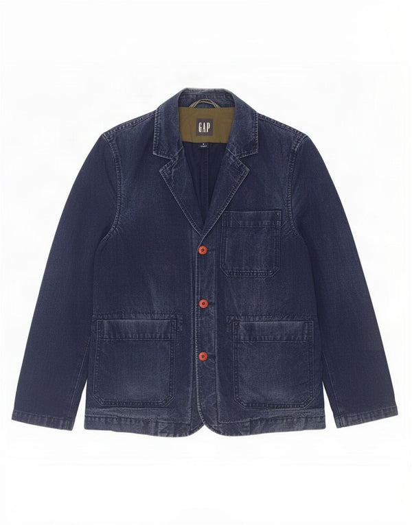 Gap Mens 3 Button Denim Blazer Jacket UK 38 Medium Navy Blue Cotton