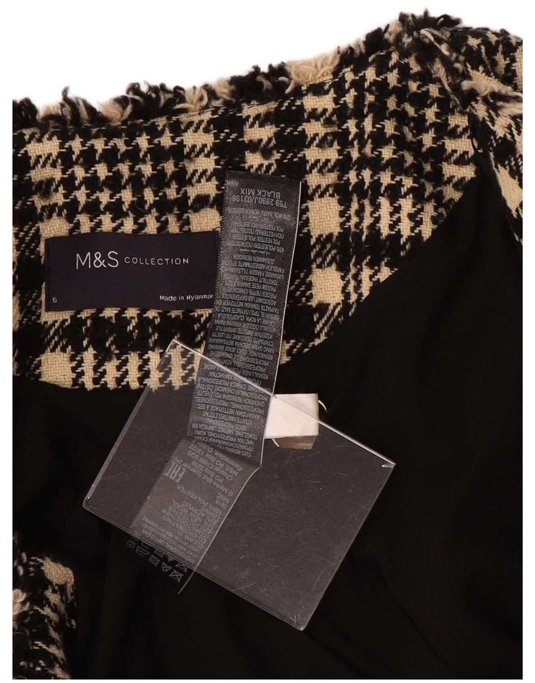 Marks & Spencer Γυναικείο Μπουφάν Blazer UK 6 XS Μαύρο καρό πολυεστέρα