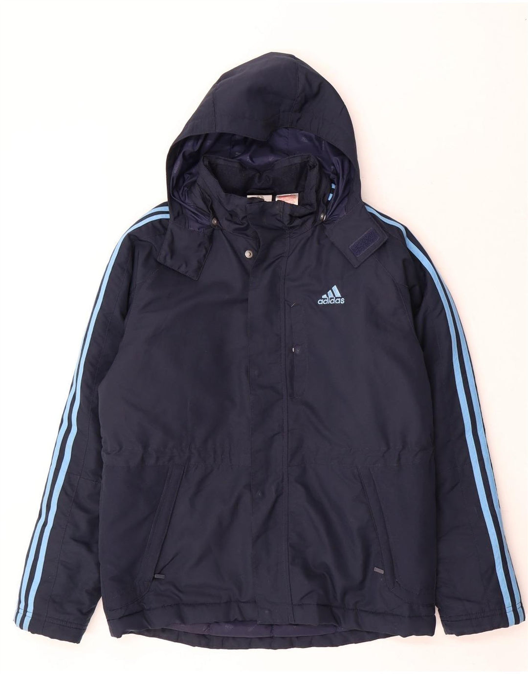 Μπουφάν Adidas Boys με κουκούλα με επένδυση 13-14 ετών Navy Blue Polyester