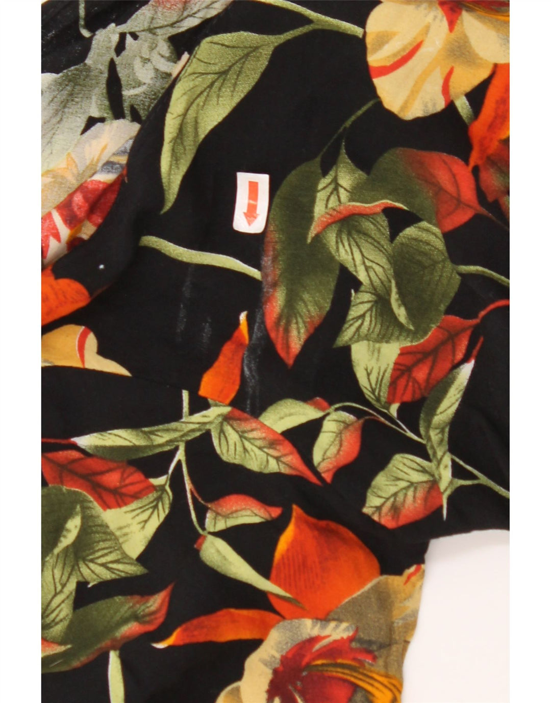 VINTAGE Γυναικείο πουκάμισο Crop Μπλούζα UK 12 Medium Black Floral Viscose