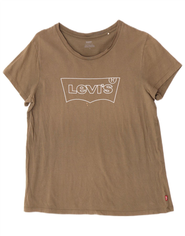 Γυναικείο γραφικό T-Shirt Levi's Top UK 14 Medium Khaki