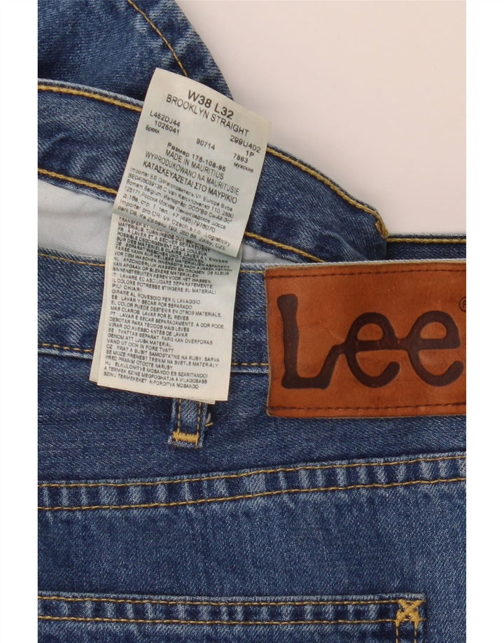 Lee Mens Brooklyn Straight Jeans W38 L32 Blue Cotton