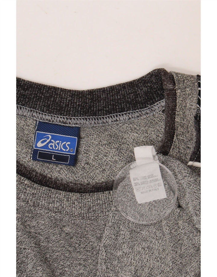 Ανδρικό γραφικό T-Shirt ASICS Top Large Grey Colourblock Βαμβακερό
