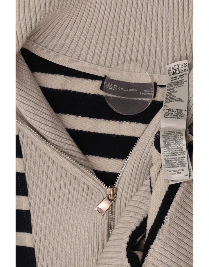 Marks & Spencer Γυναικείο πουλόβερ με φερμουάρ UK 16 Large Navy Blue