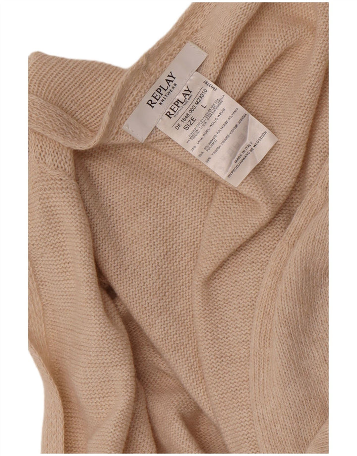 Replay Γυναικεία ανοιχτή ζακέτα UK 16 Large Off White Wool