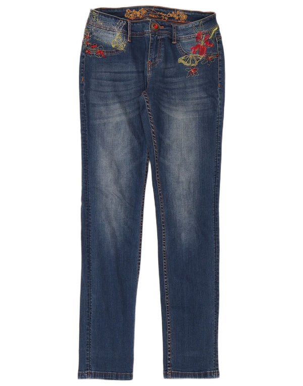 Γυναικείο Slim Jeans Desigual W29 L32 Μπλε φλοράλ βαμβακερό