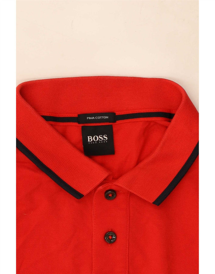 Ανδρικό μπλουζάκι πόλο Hugo Boss, μεσαίο κόκκινο βαμβακερό