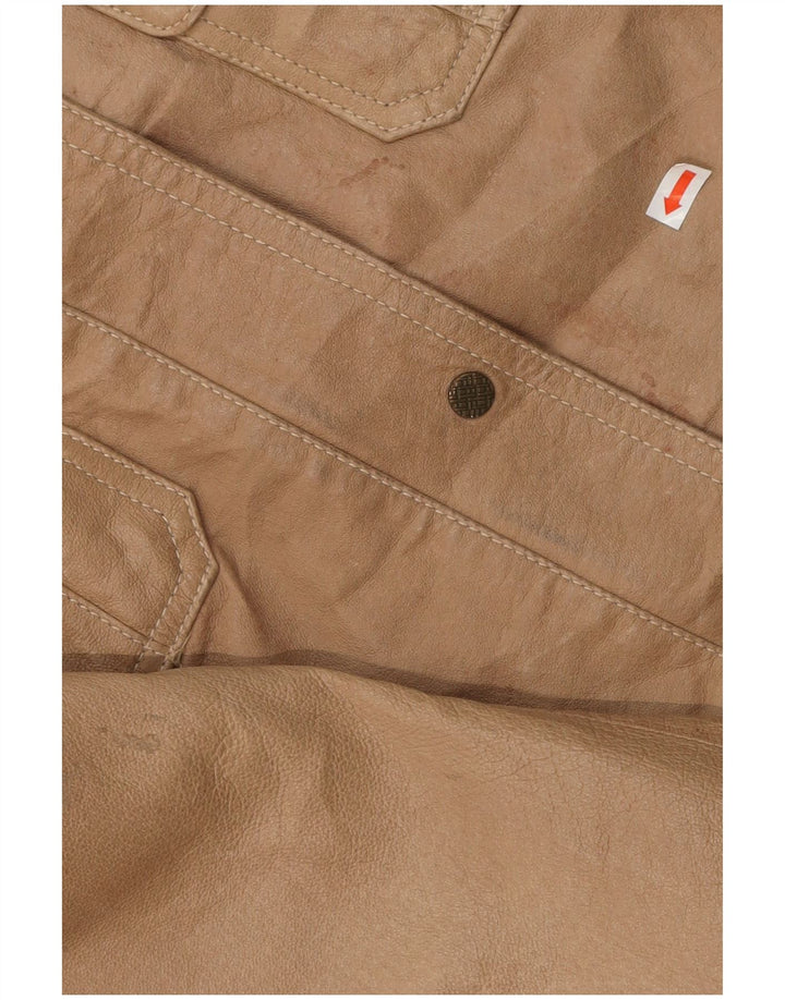 OVS Womens Leather Jacket IT 50 XL Beige Leather