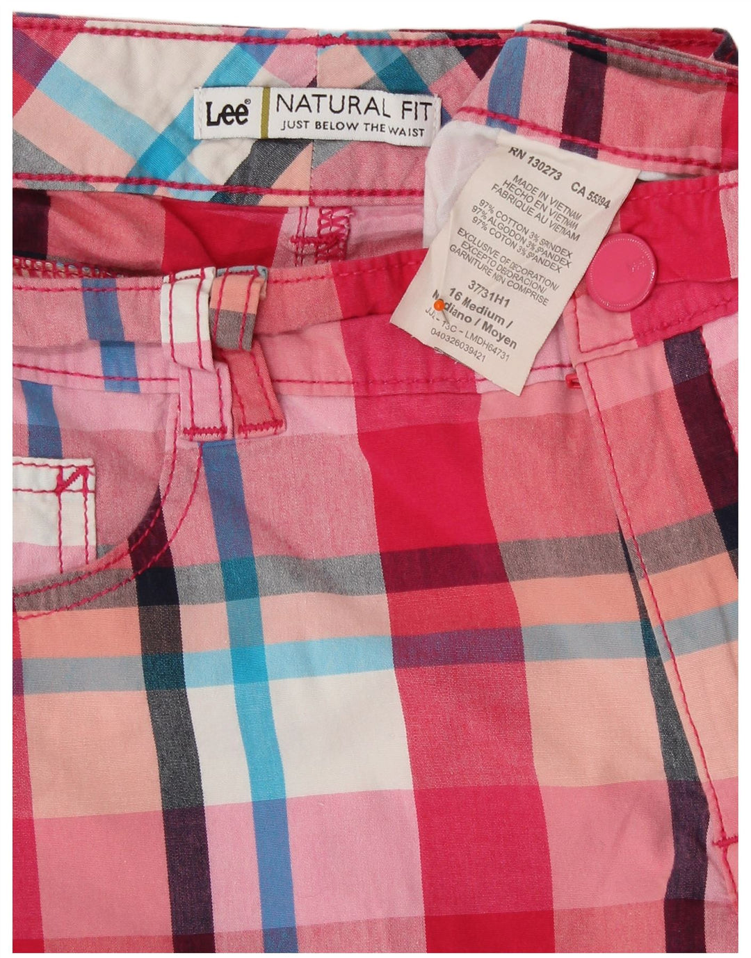 Γυναικείο σορτς LEE Natural Fit Casual US 16 2XL W38 Κόκκινο βαμβακερό καρό